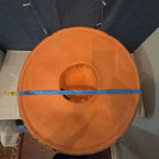 Ashro Wide Brim Derby Hat Peach Striped Mesh Flower