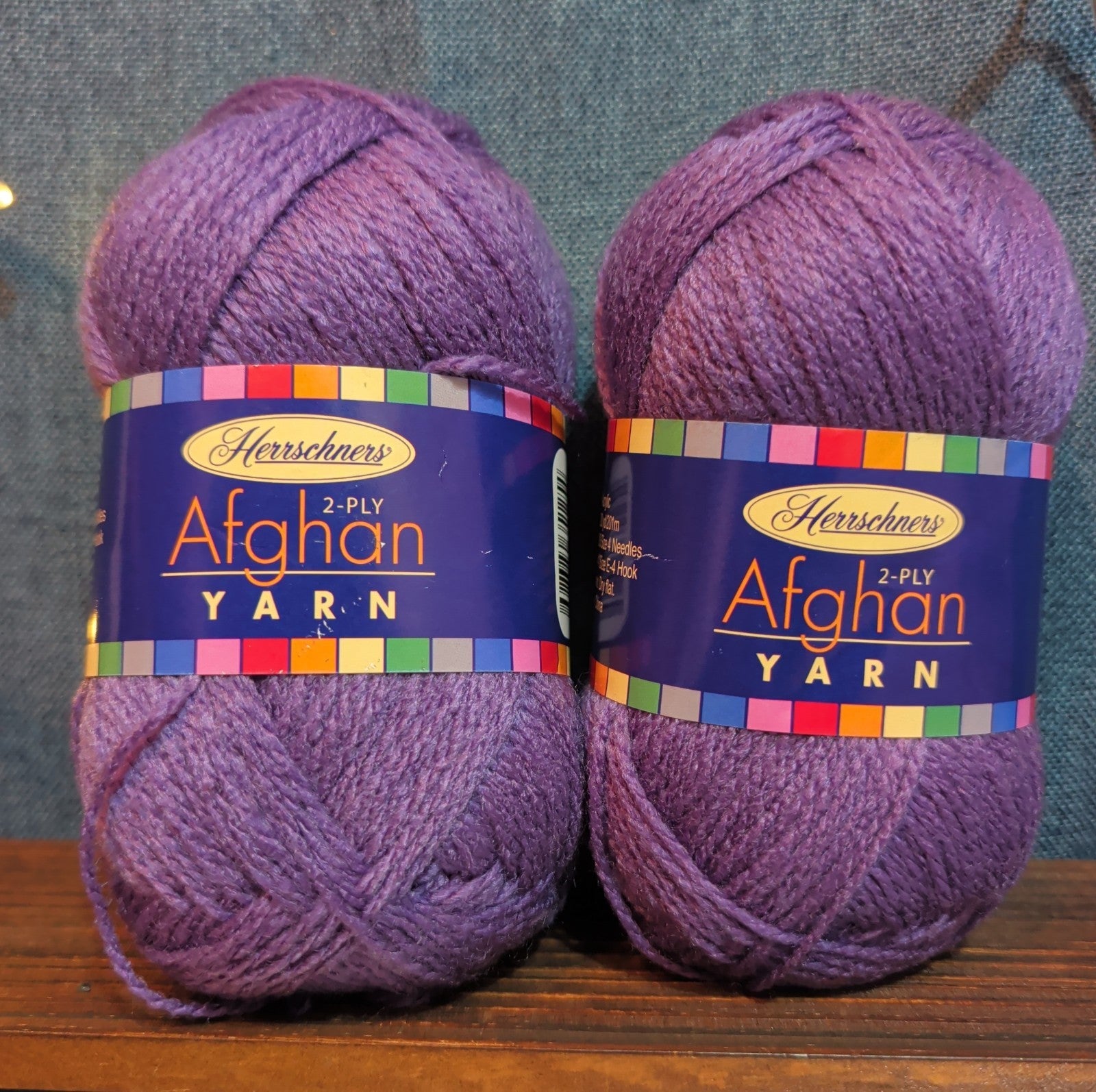 Herrschners Afghan Yarn 2 Ply Grape Purple Acrylic 2 Skein Lot