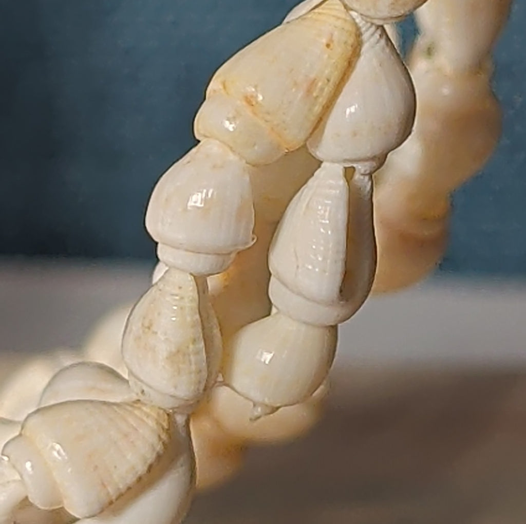 Hawaiian Woven Shell Lei Long Necklace Boho Beach