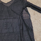 Black Lace Crochet Midi Tunic Dress Festival Whimsigoth XXL