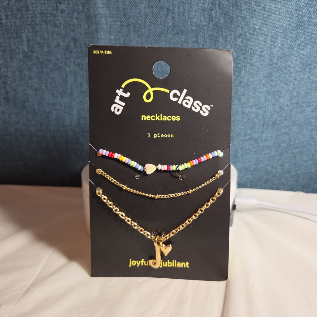 Target Art Class Initial J Necklace Set 3Pk Gold Tone Beaded