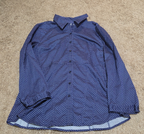 New York & Company Blouse Blue Polka Dot Button Down Office Wear Used Size L