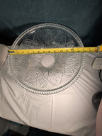 KIG Indonesia 10" Pressed Glass Bowl Starburst Floral MCM Centerpiece Serving