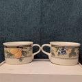 Set of 2 Mikasa Intaglio GARDEN HARVEST Cups | CAC29 8oz Flat Mugs | Vintage 90s