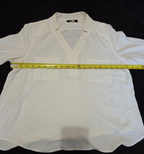 Nine West Blouse White Pocket Split Neck Career Top Gently Used Size PXL