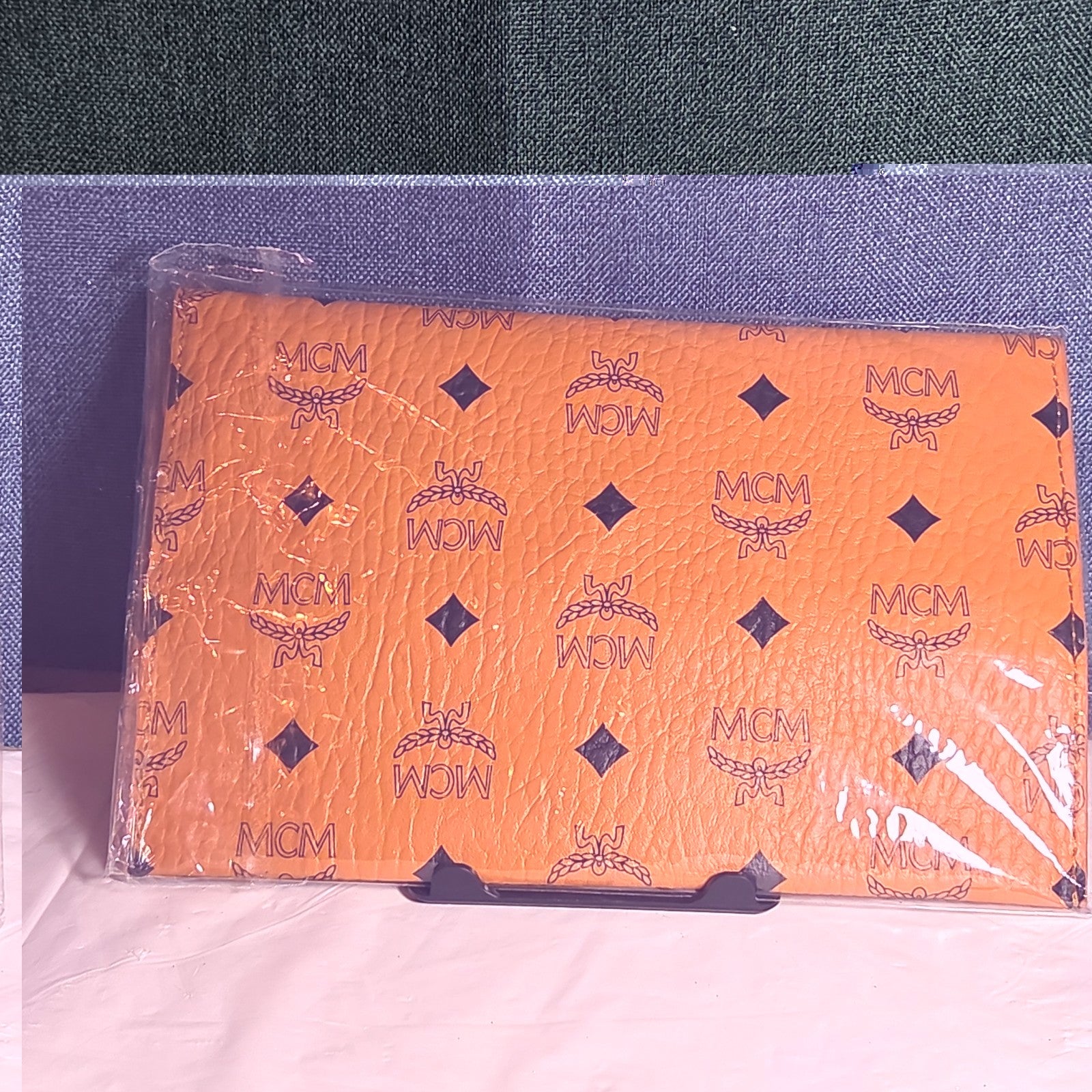 MCM Visetos Envelope Pouch Cognac Monogram Beauty Clutch NIB 200838