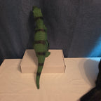 T-Rex Dinosaur Toy Soft Rubber Vinyl Tyrannosaurus Rex Green Black Stripe Figure