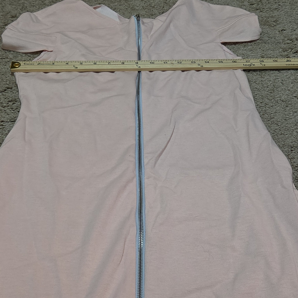 Blush Pink Midi Dress Full Zip Cutout Short Sleeve Bodycon XXL