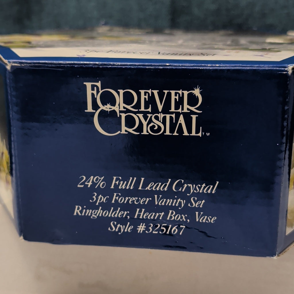 Forever Crystal 3pc Vanity Set | 24% Lead Crystal Zajecar Yugoslavia NEW IN BOX