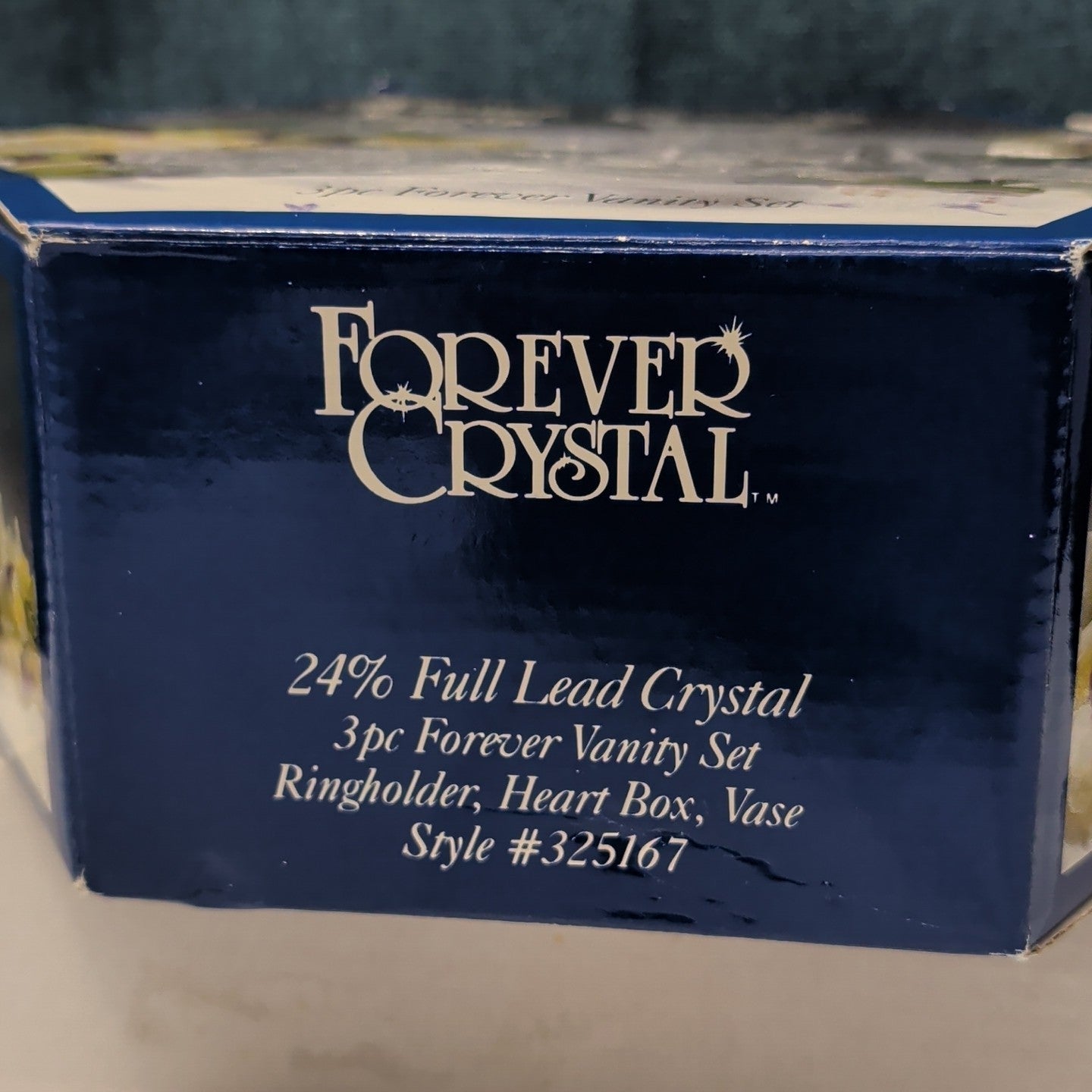 Forever Crystal 3pc Vanity Set | 24% Lead Crystal Zajecar Yugoslavia NEW IN BOX