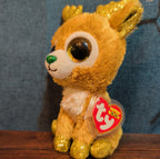 Ty Beanie Boos Glitzy Reindeer 6" Plush Gold Glitter Holiday