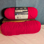 Red Heart Super Saver Cherry Red Yarn Lot 2 Skeins Worsted E300 New & Used