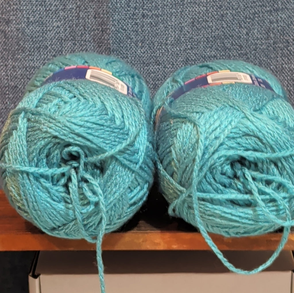 Herrschners Afghan Yarn 2 Ply Teal Acrylic 2 Skein Lot 0036