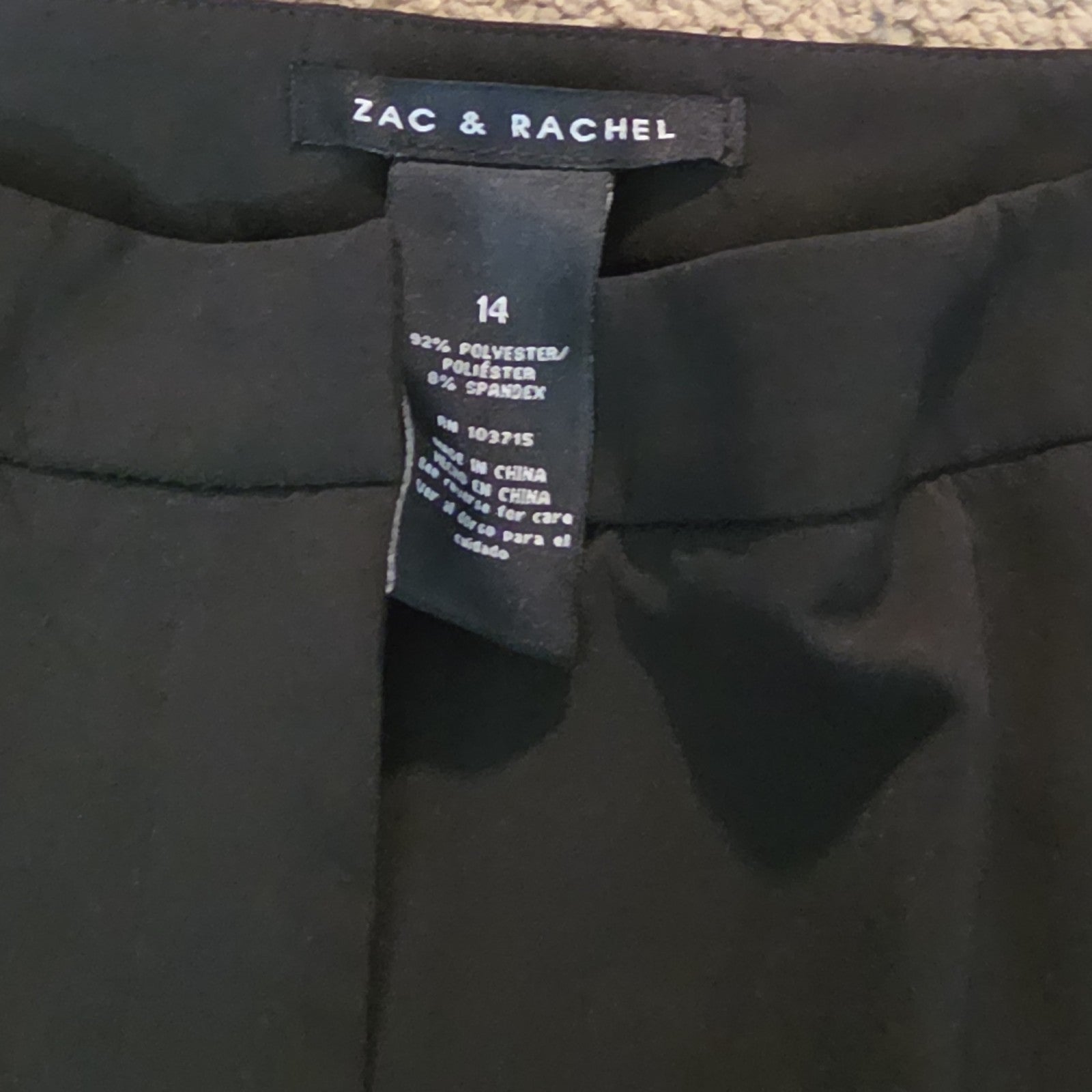 Zac & Rachel Black Dress Pants 14 Pleated Pocket Stretch Career NWOT