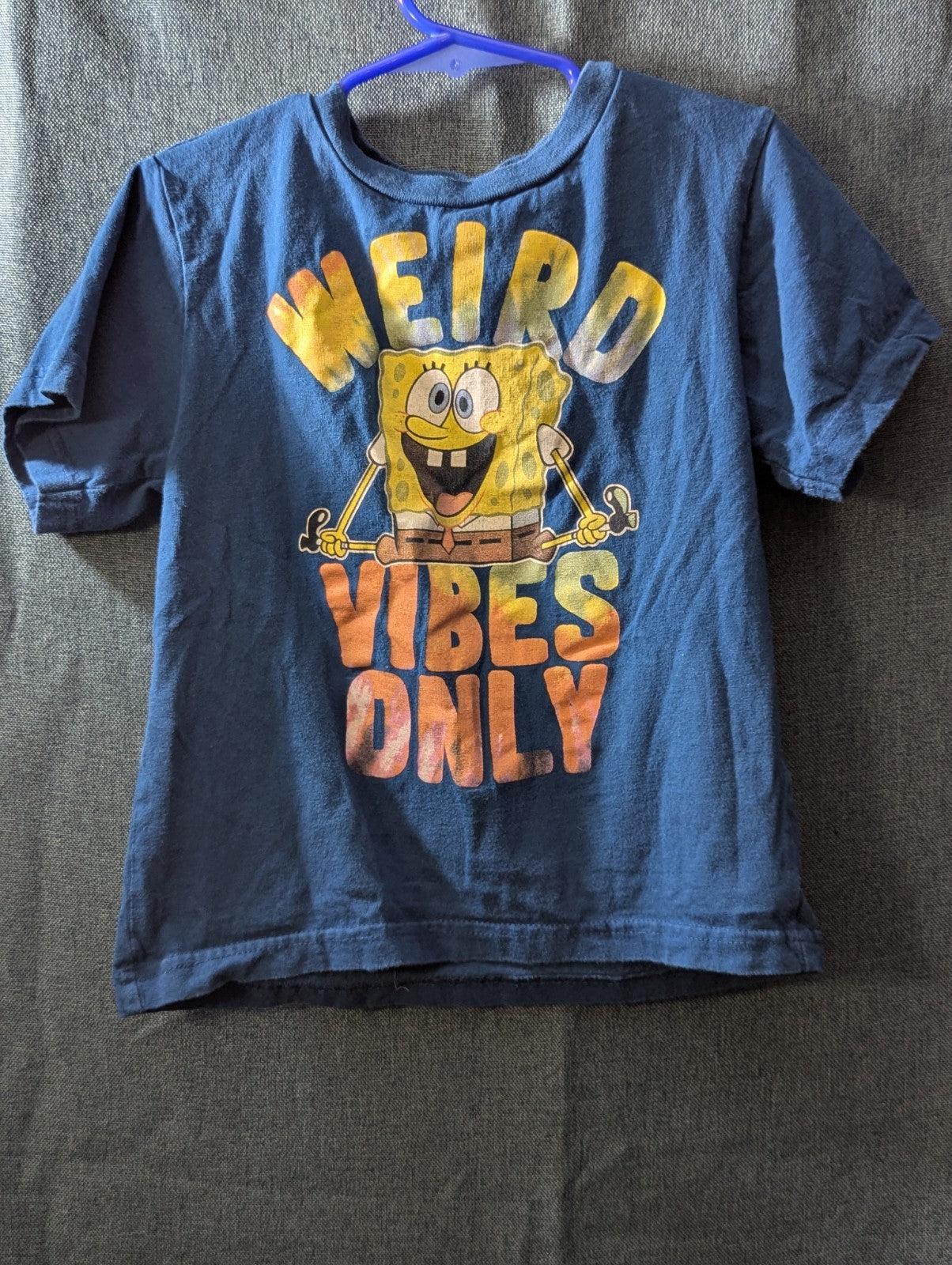 Nickelodeon SpongeBob SquarePants Shirt Boys Size 6 Weird Vibes Only Blue Tee