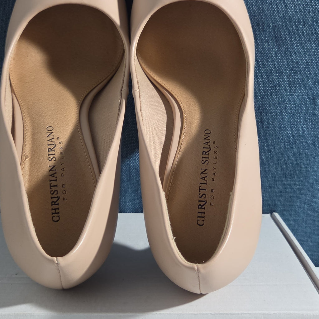 Christian Siriano Nude Heels Pumps 8.5 Pointed Toe Dress Casual Used