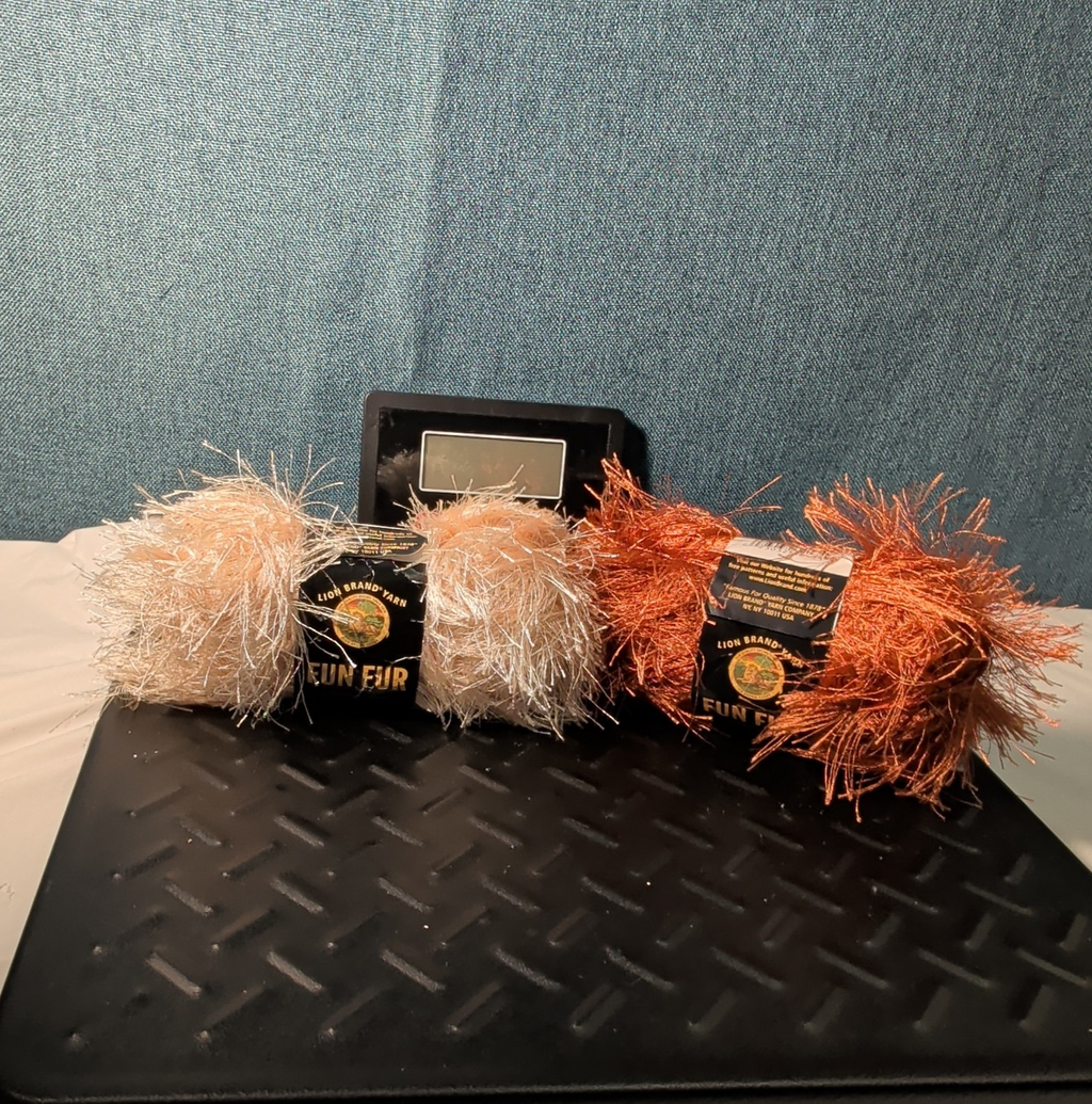 Lion Brand Fun Fur Yarn Copper & Champagne Eyelash Lot 2 Skeins 64yds Y2K NEW