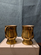 6 Vintage Etched Brass Mugs | Saudi Souvenir Goblets | Schree Amber  & Co.