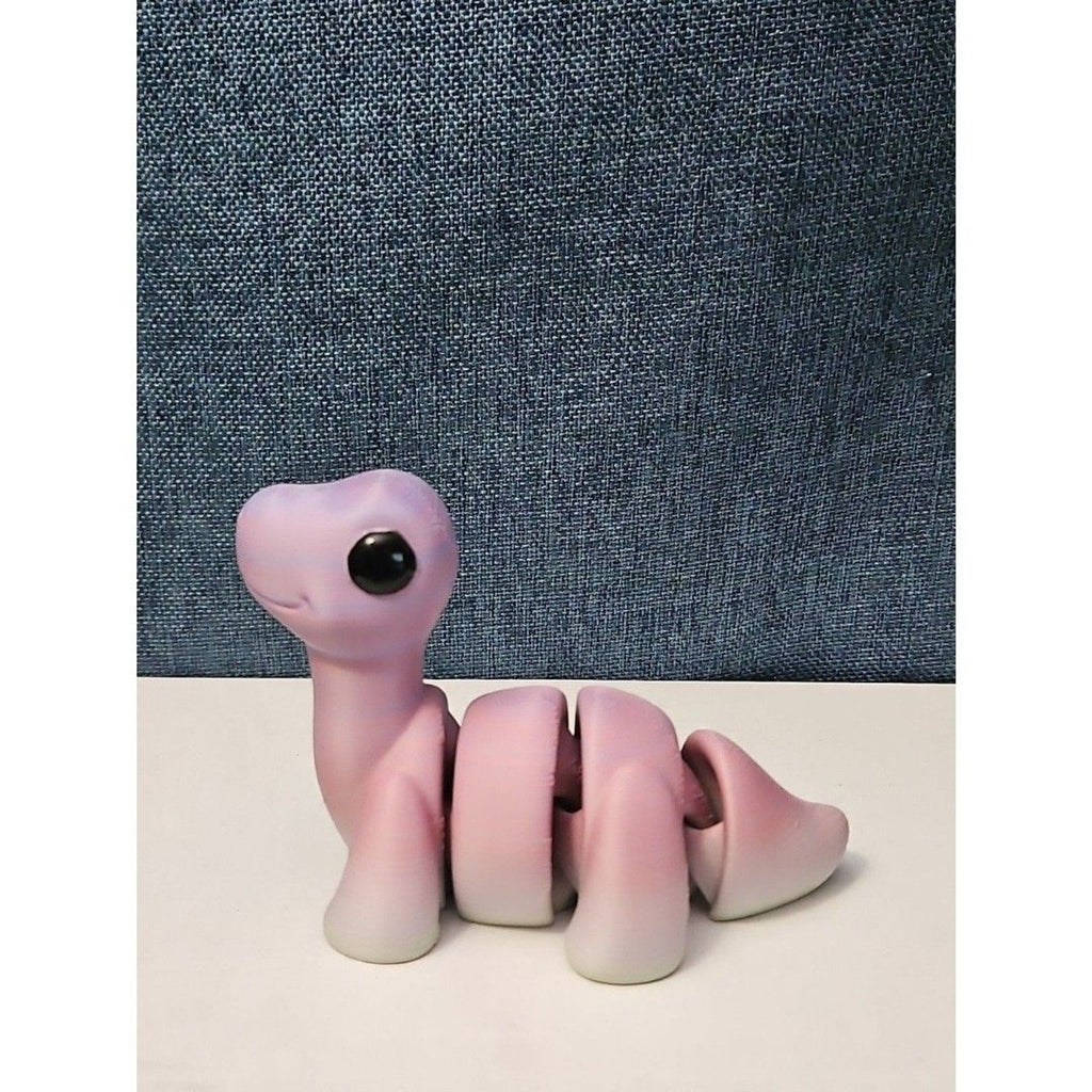 Mini Articulated Brontosaurus Fidget Toy | 3D Printed Dinosaur | Pink Purple
