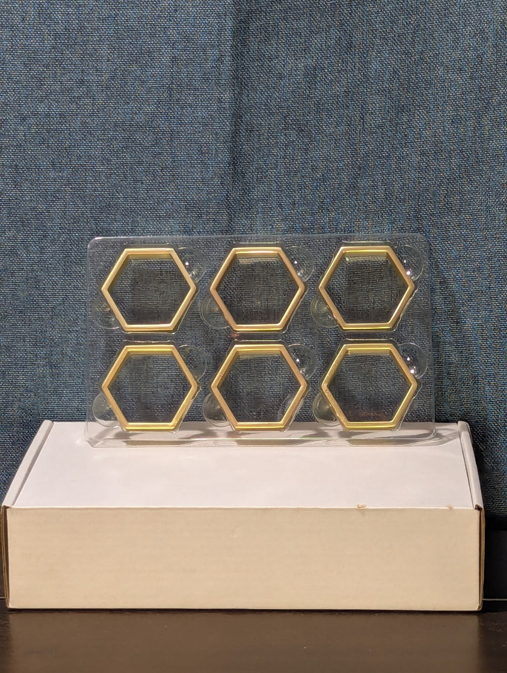 Set of 6 Modern Gold Hexagon Napkin Rings | Metal Geometric Table Decor | NEW
