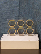 Set of 6 Modern Gold Hexagon Napkin Rings | Metal Geometric Table Decor | NEW