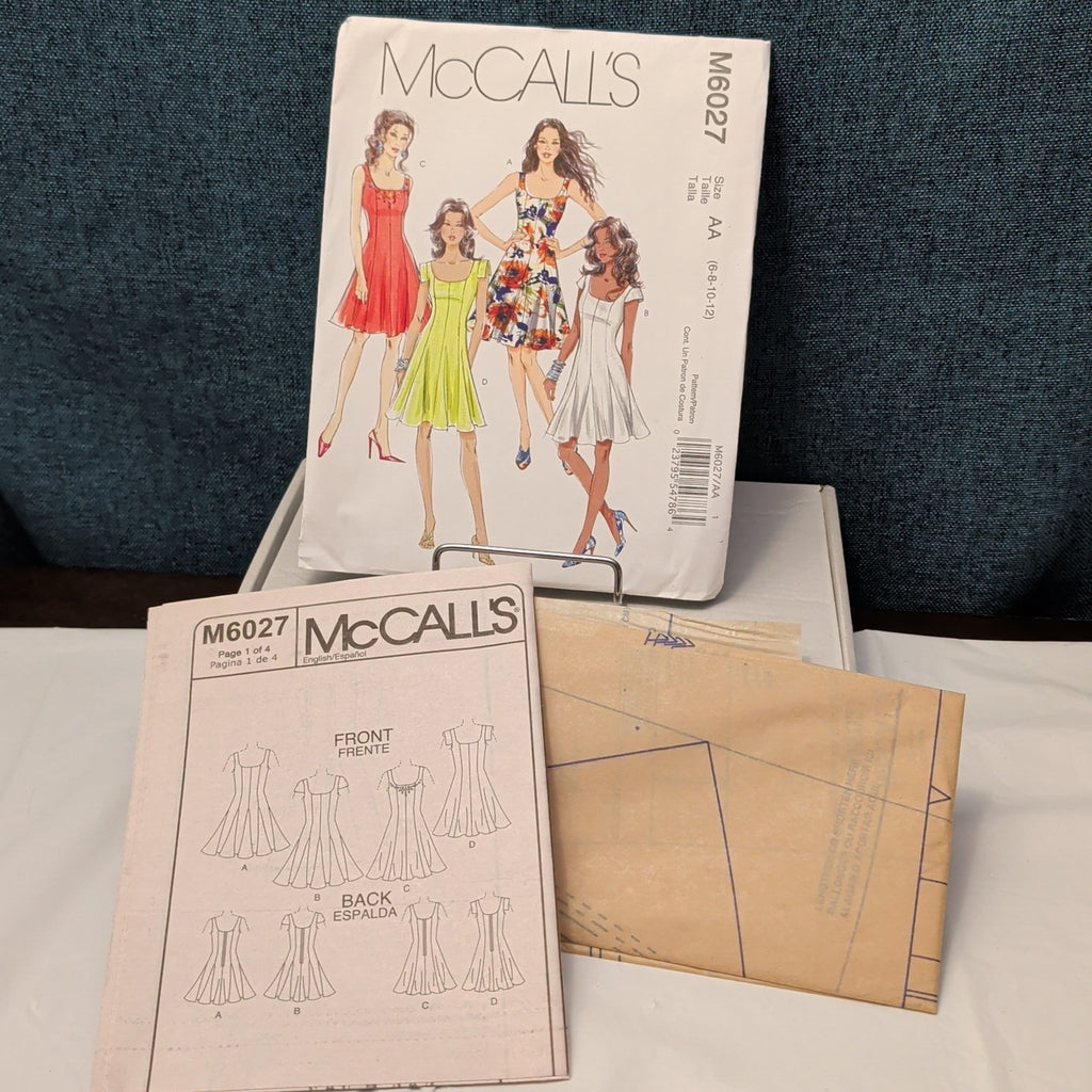 McCall's M6027 Sewing Pattern | Flared Princess Seam Dress Sizes 6-12 UNCUT OOP