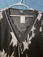 NWT Appointments 1X Whimsigoth Blouse Black Mesh Floral Fairycore Y2K Ring Top