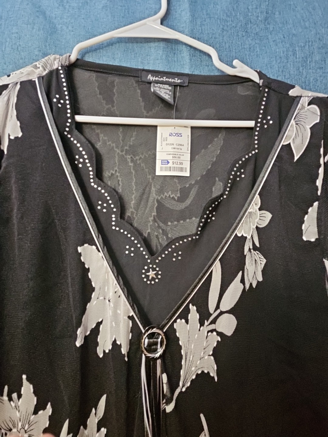 NWT Appointments 1X Whimsigoth Blouse Black Mesh Floral Fairycore Y2K Ring Top