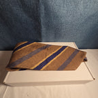 J.Z. Richards Silk Tie Edwards Michigan Brown Blue Stripe Frayed As Is Vest Tie