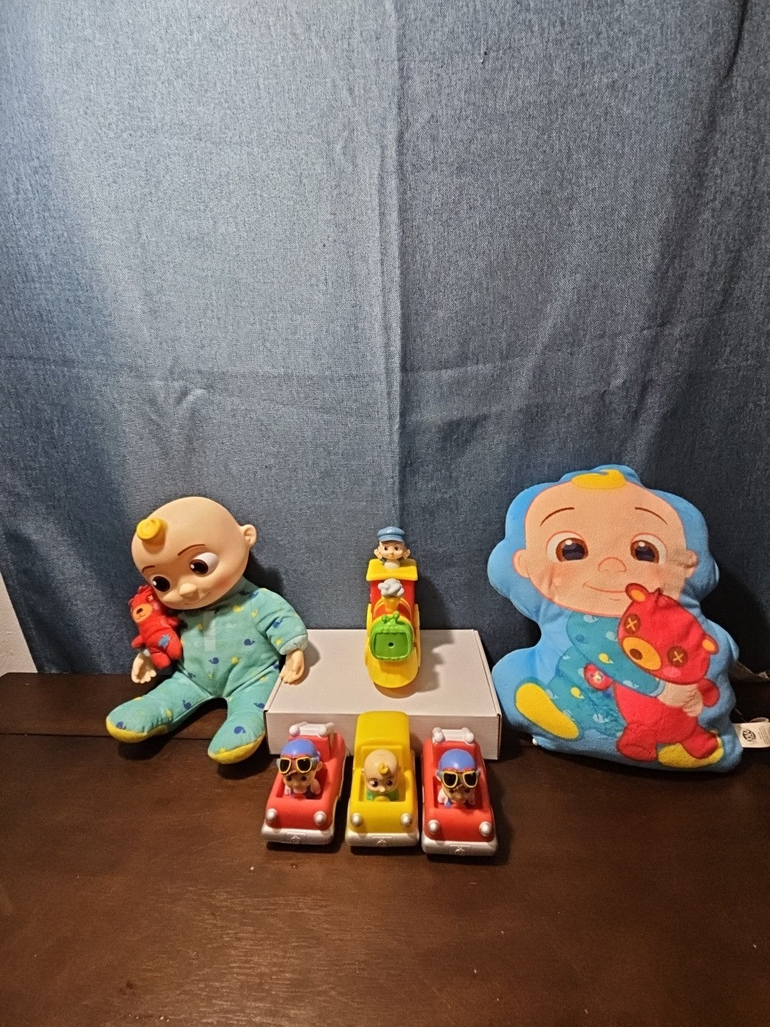 CoComelon Toy Lot Musical Bedtime JJ Doll Plush Pillow 4 Mini Vehicles Jazwares