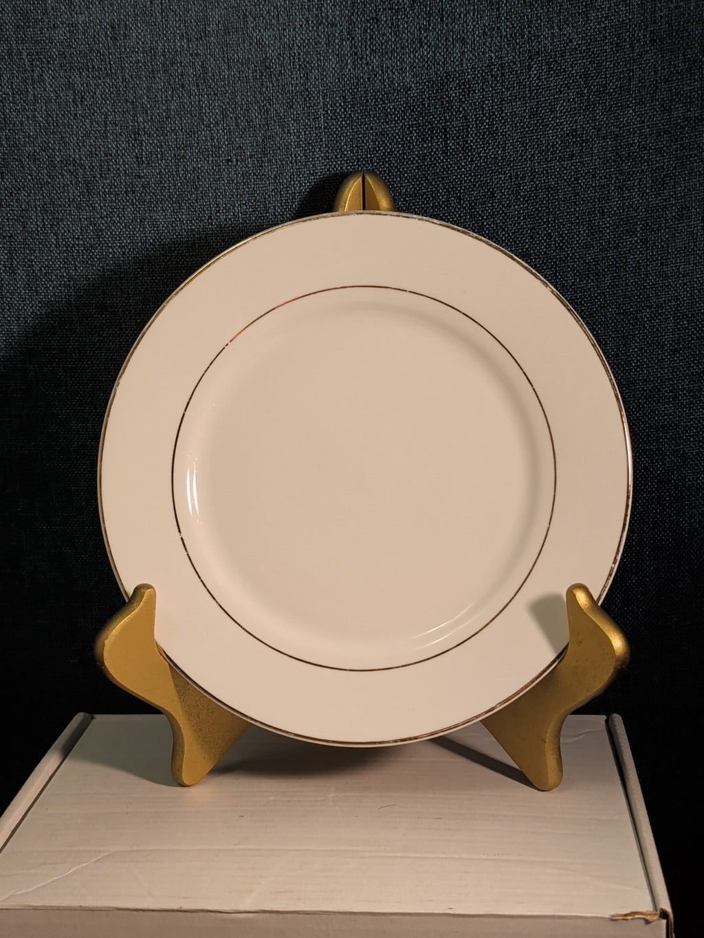 Home Essentials China Salad Plate White with Gold Rim Elegant Replacement