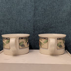 Set of 2 Mikasa Intaglio GARDEN HARVEST Cups | CAC29 8oz Flat Mugs | Vintage 90s