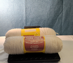 Vintage Care-Free Yarn 4-Ply Worsted Off White Lot 2 Skeins 18oz Total NOS Orlon