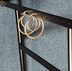 Double Hoop 925 Sterling Silver Textured Y2K