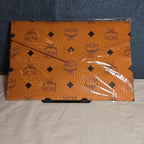 MCM Visetos Envelope Pouch Cognac Monogram Beauty Clutch NIB 200838