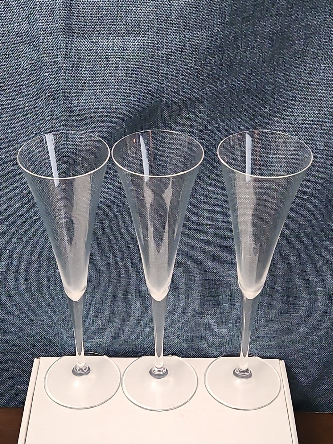Set of 3 Tall Champagne Flutes | 9.5" Trumpet Shape | Elegant Clear Glass