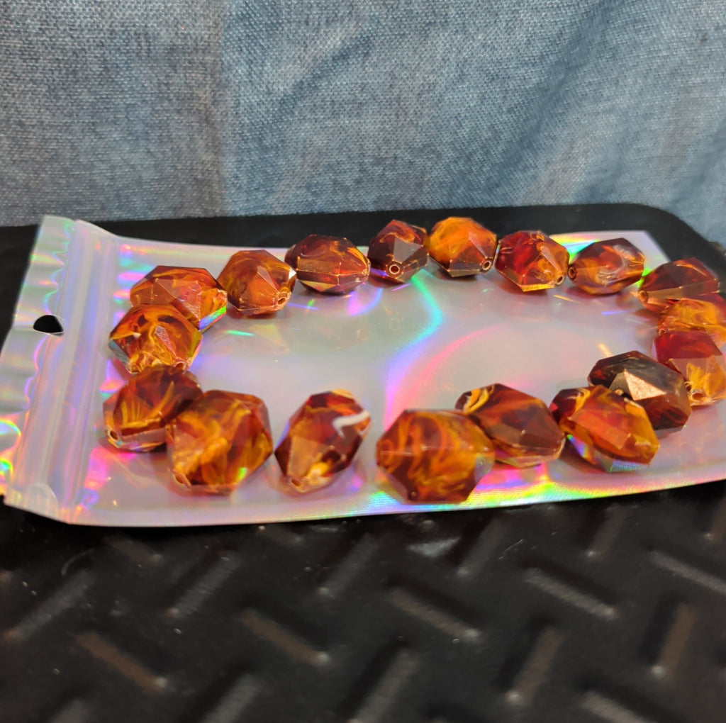 18 Baroque Pre-Drilled Faceted Tortoise Plastic Beads 3oz Craft Lot