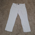 Jones New York Pants Womens 12 Tan White Stripe Pull On Crop Trouser Cotton Good