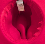 Cutely Covered Pink Bottom Black Cowboy Hat Felt Wide Brim Fedora Medium Used