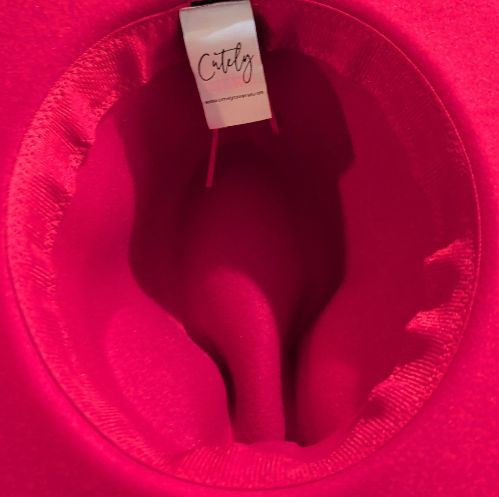 Cutely Covered Pink Bottom Black Cowboy Hat Felt Wide Brim Fedora Medium Used