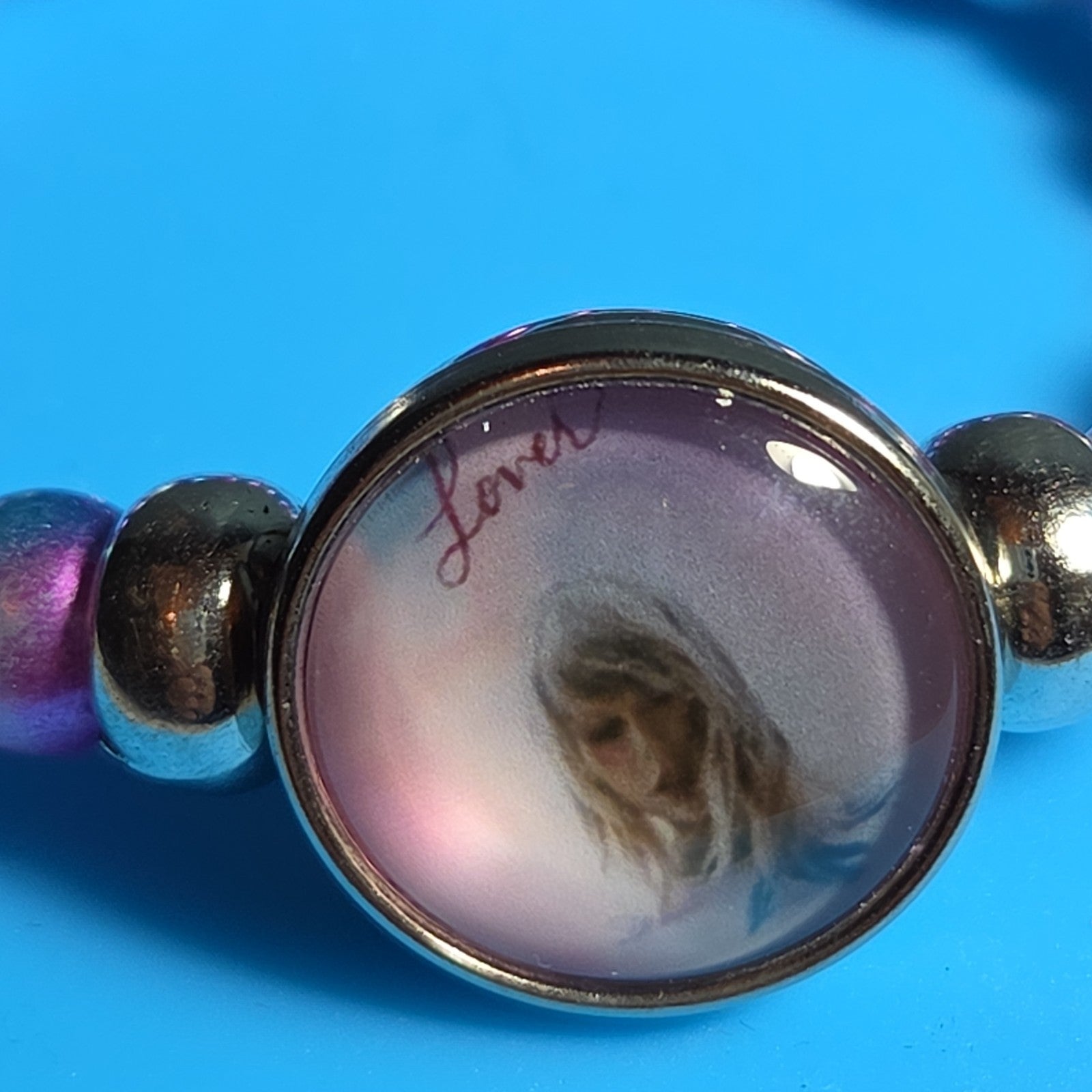 Taylor Swift Lover Snap Charm Beaded Stretch Bracelet