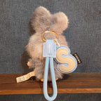 Baby Three Super Mini Bunny Letter S Gray Plush Bag Charm Pendant
