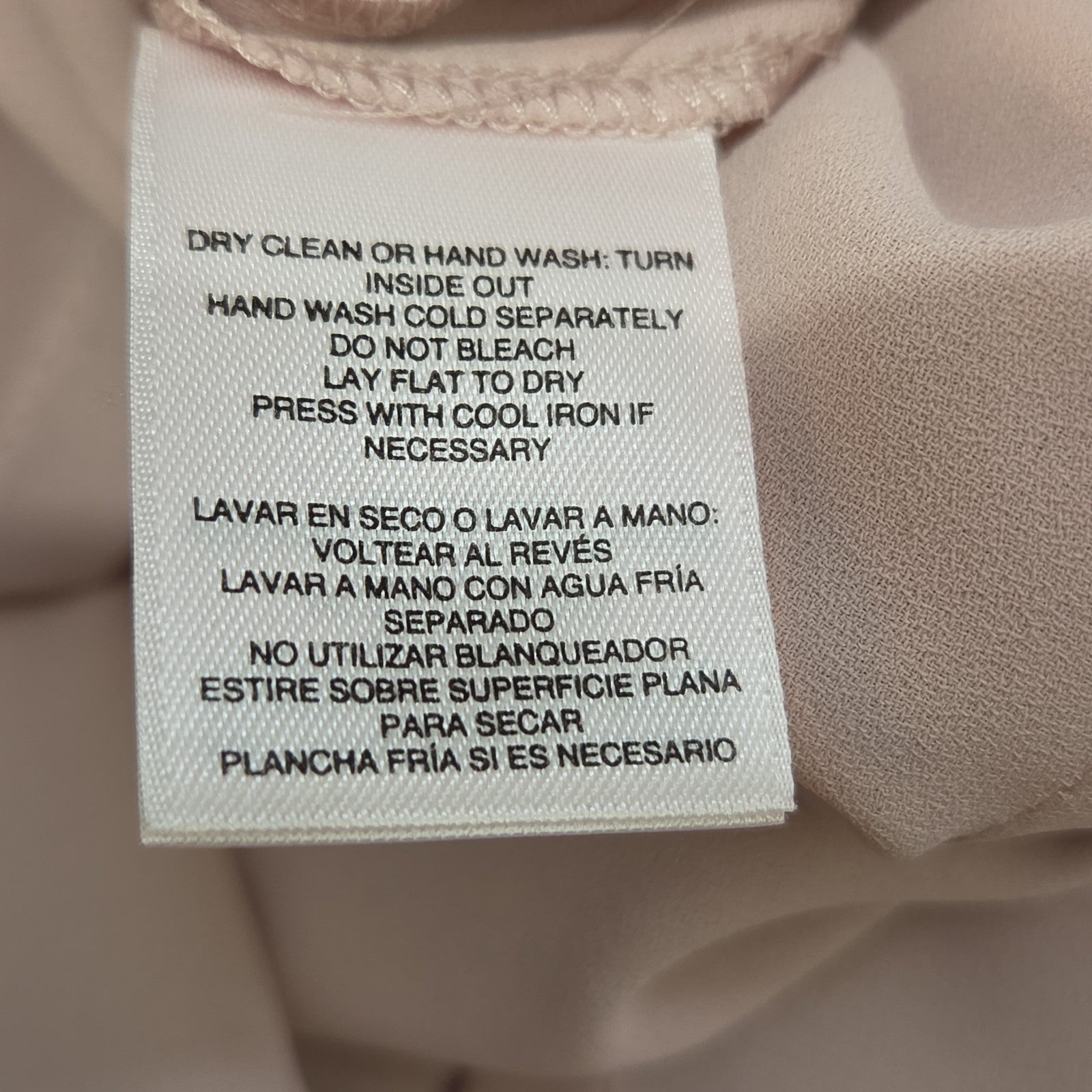 Anne Klein Blouse L Pink Tie Neck V-Neck Long Sleeve Career Top