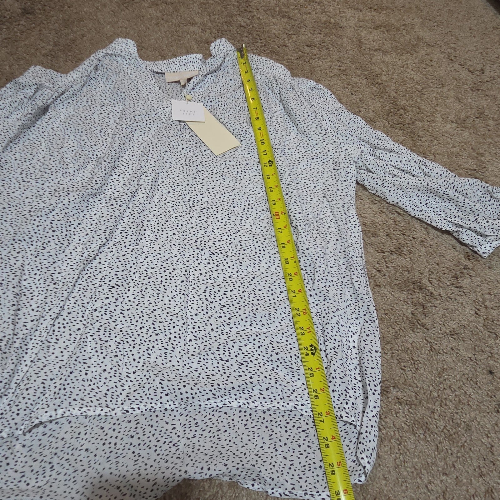 Grand & Greene Blouse Womens XL Speckled Print V-Neck Long Sleeve NWT Shirt