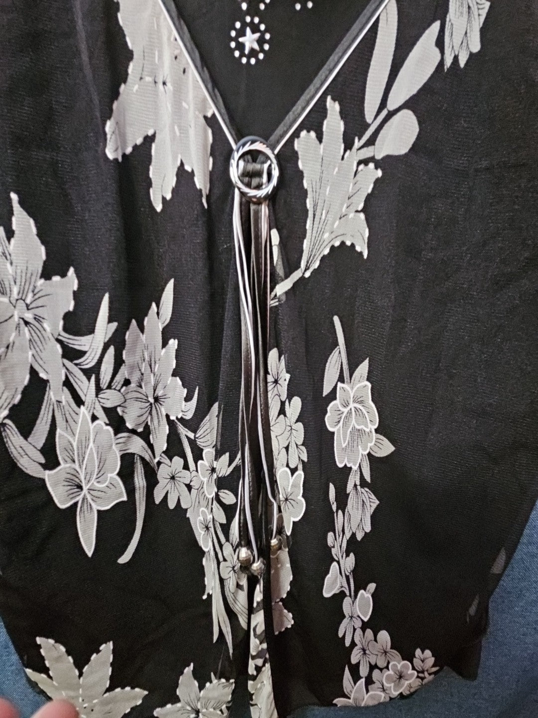 NWT Appointments 1X Whimsigoth Blouse Black Mesh Floral Fairycore Y2K Ring Top