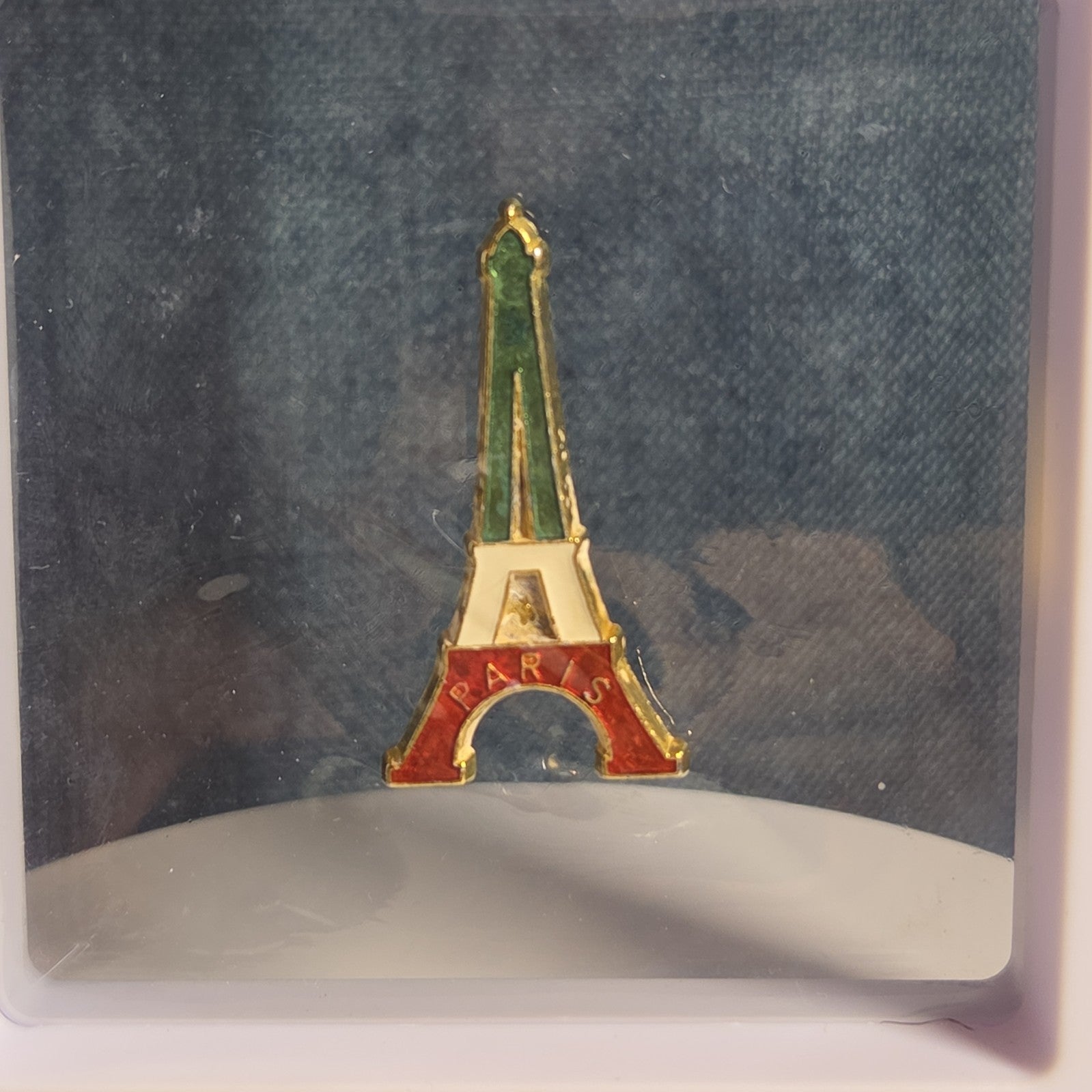 Paris Eiffel Tower Enamel Metal Brooch Vintage Pin
