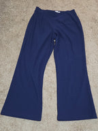 TravelSmith Pants Womens MP Navy Blue Wide Leg Stretch Travel Pull On Style 3212