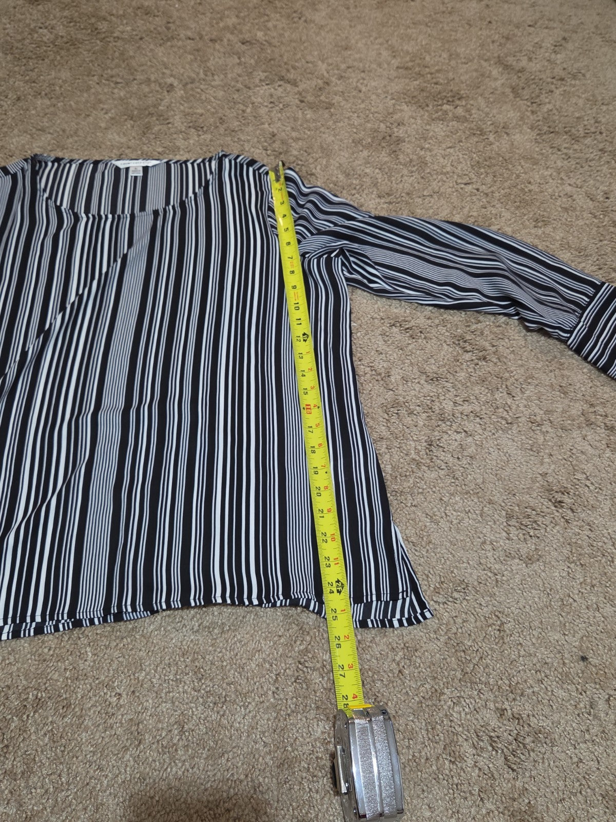 Counterparts Striped Blouse Women XL Black White Long Sleeve Top