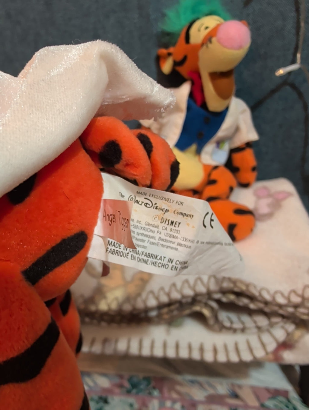 Disney Tigger Plush Lot Angel Mardi Gras Professor Pooh Blanket