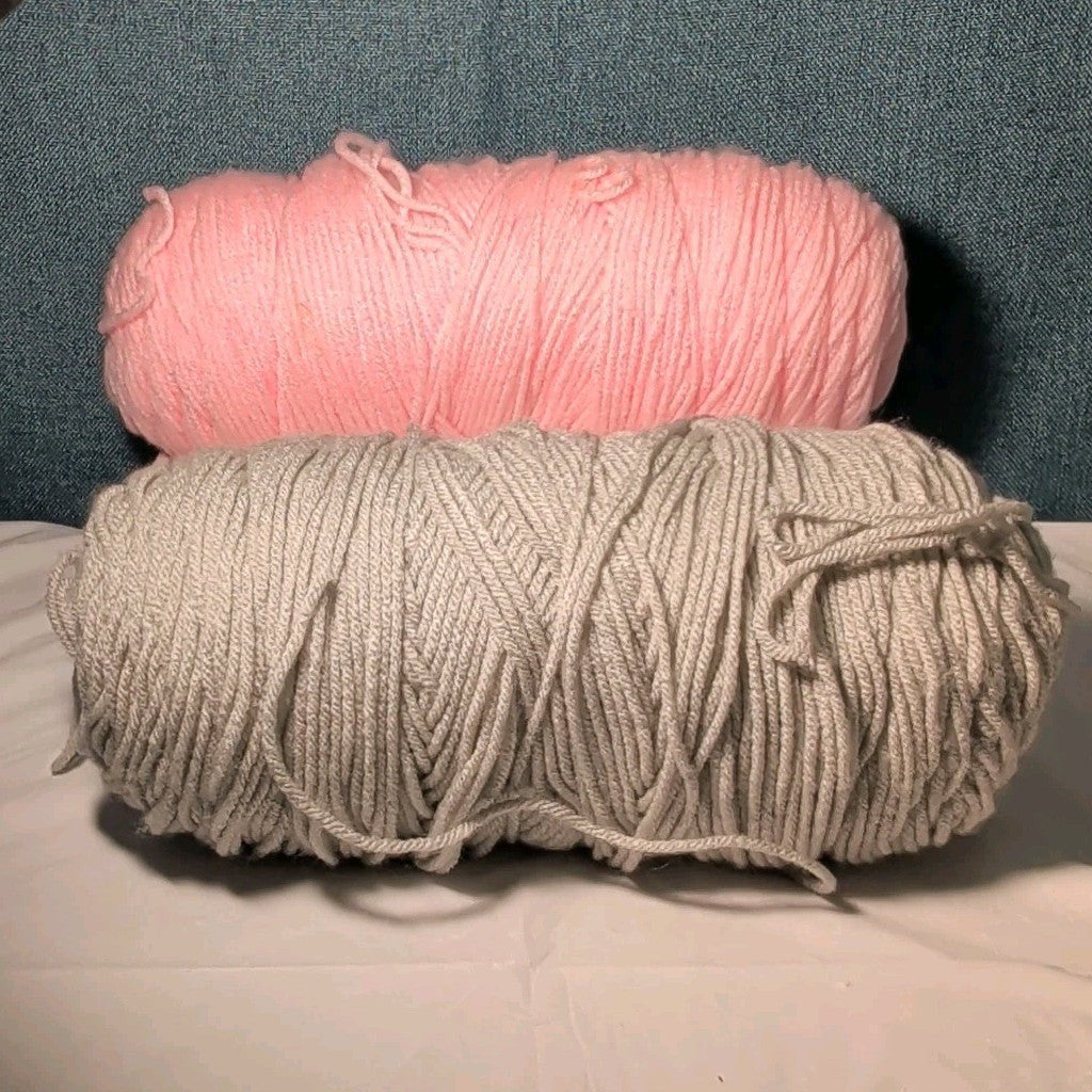 Assorted Yarn 12oz Baby Pink & Light Grey Silver Crochet Knitting Destash